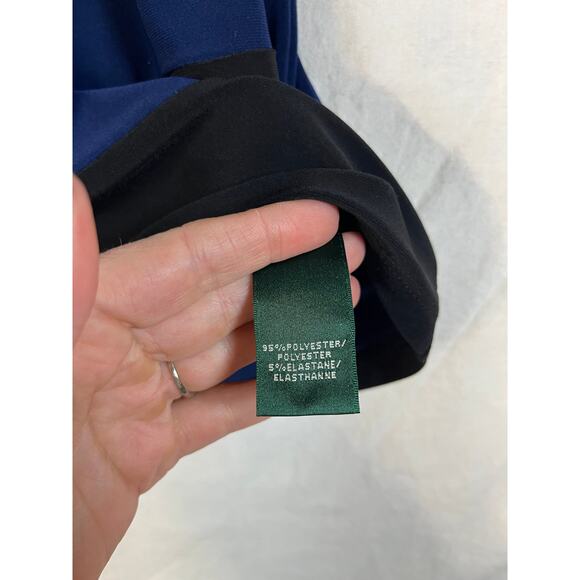 Lauren Ralph Lauren Blue and Black Long Sleeve Tie Waist Dress 4‎ - Picture 5 of 7